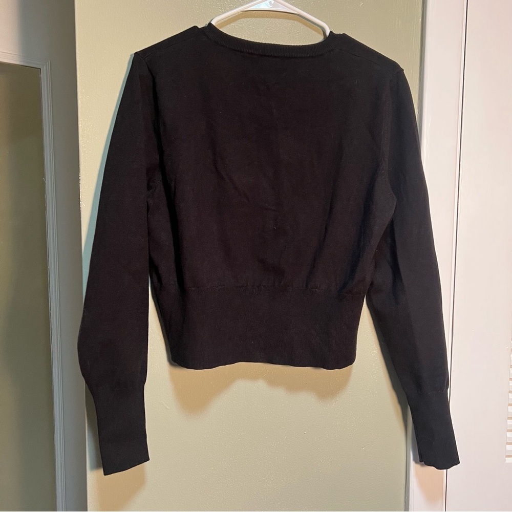 Fashion Nova Women's Plus Size 2X Cardigan Sweater Black Crewneck Cropped Button - Picture 6 of 11